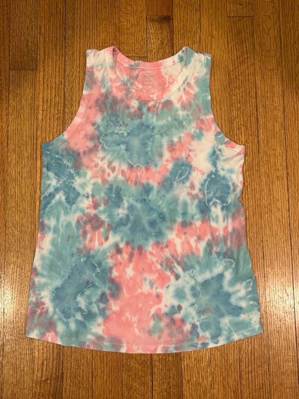 Old Navy Coral Pink & Teal Tie-Dye Tank Top